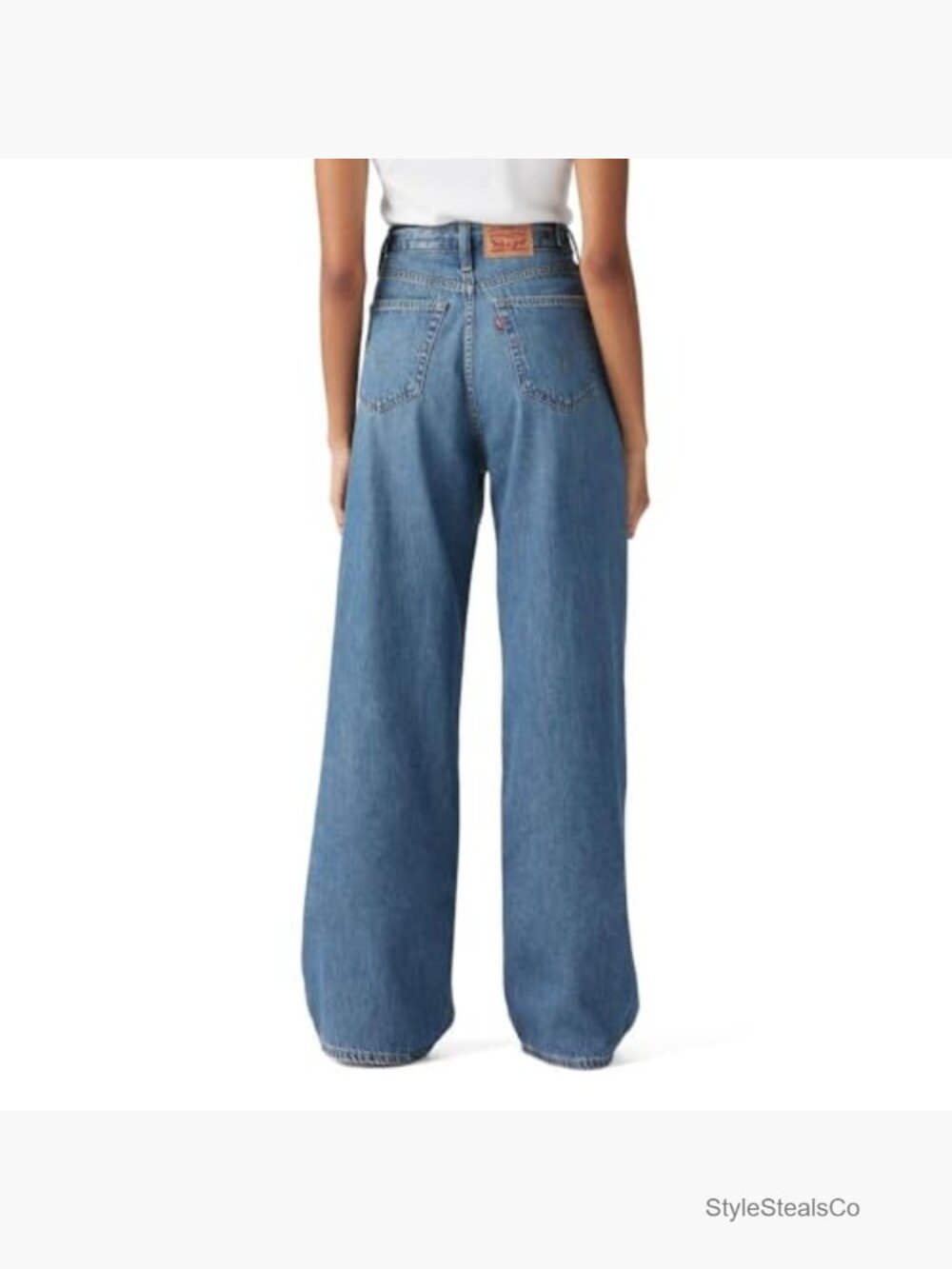 High Rise Baggy Jeans with Adjustable Cinch Back, Straight Leg Fit - Picture 2 of 5